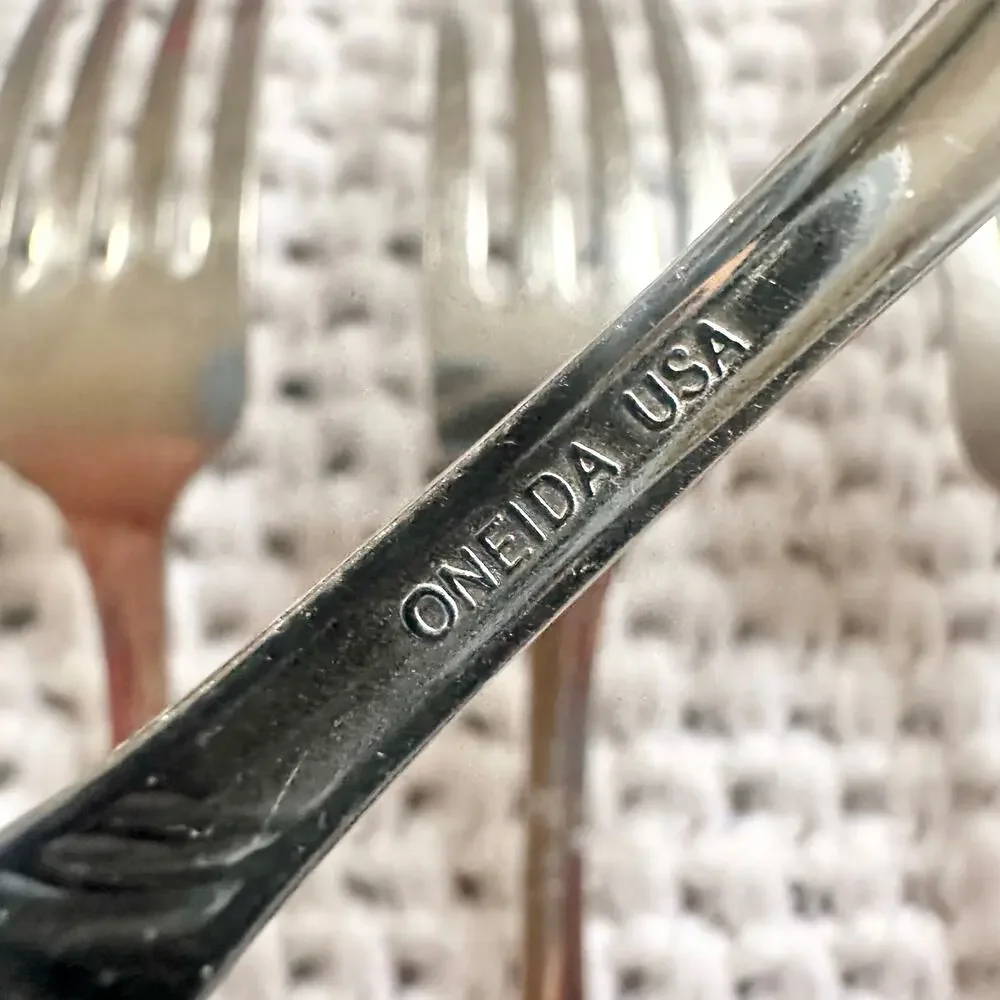Oneida Stainless Camber Windswept Scroll Flatware 7 Salad Forks Replacements